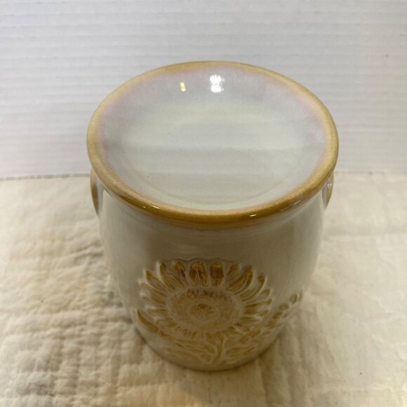 Ceramic Sunflower Design Butter Crock Or Candle warmer by Yankee Candle Beige & - Picture 3 of 11